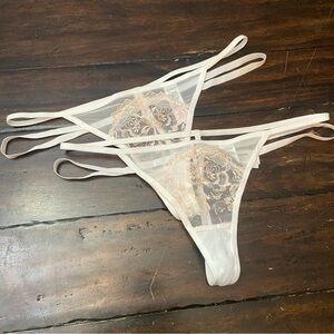 New! Bluebella set of 2 White Lace thong Panties 1782